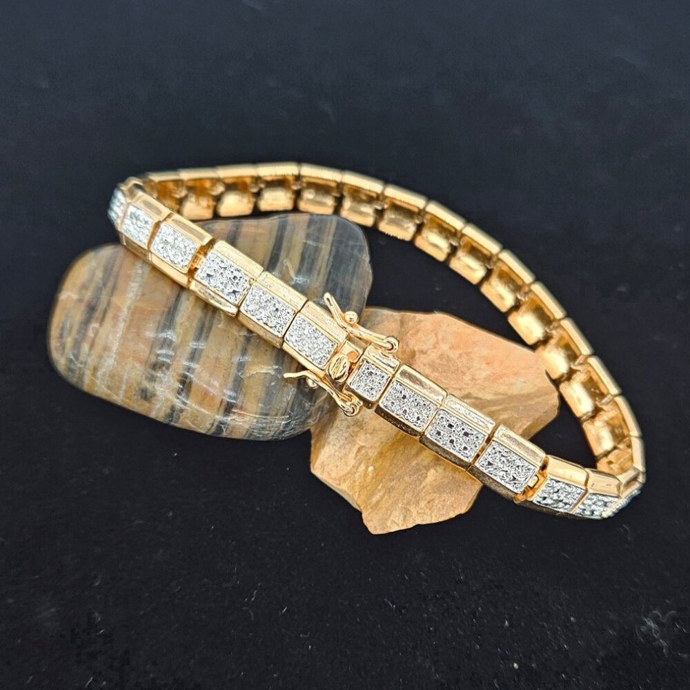 Vintage 925 Sterling Silver Vermeil Tennis Bracelet